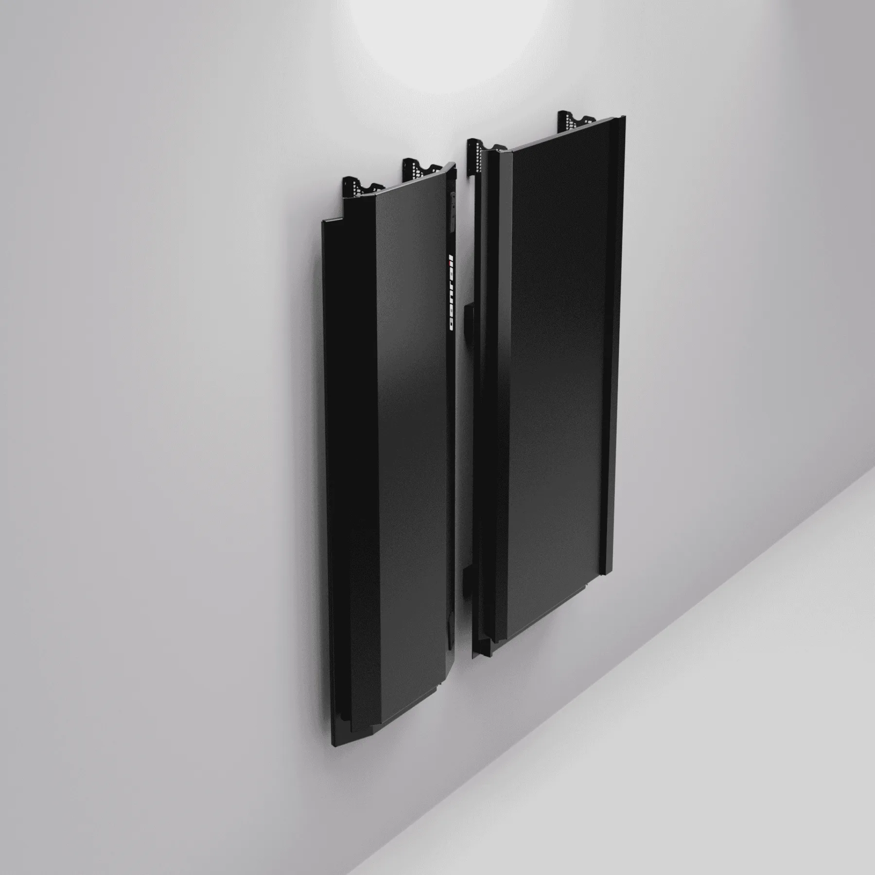 Canrail wall mount neatly storing all canopy panels on a garage wall