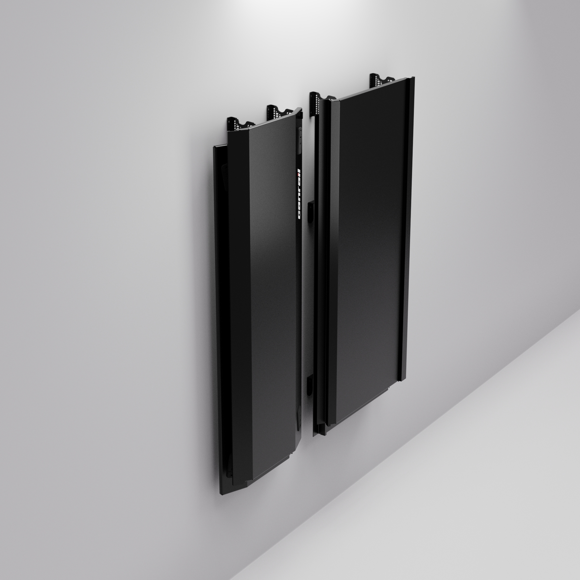 Canrail wall mount neatly storing all canopy panels on a garage wall